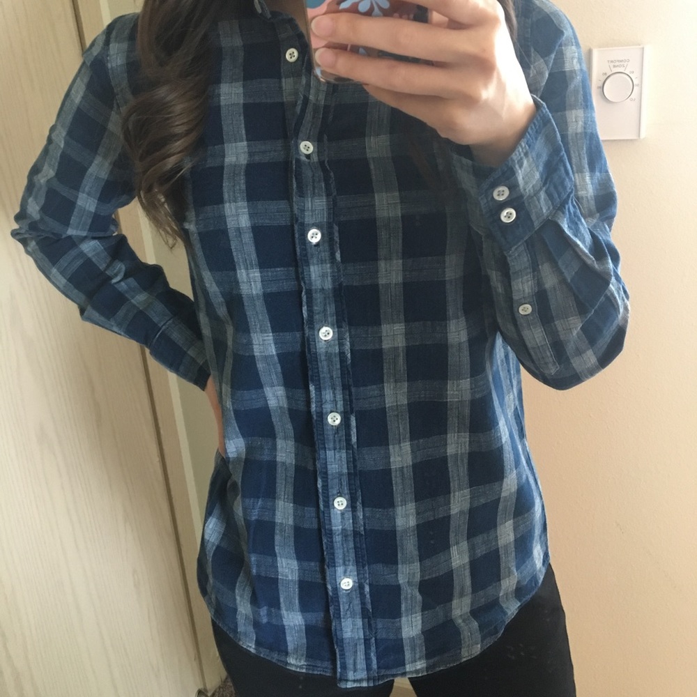 Jcrew Blue Gingham Button Down